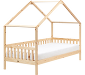 Beliani cama con dosel de madera clara 90 x 200 cm charrin