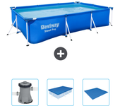 Paquete de piscina - bestway - rectángulo - 300x201x66 cm + accesorios cb40