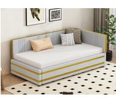 Sofá cama de terciopelo 90x200 cm - con somier de láminas - gris claro (colchón no incluido)