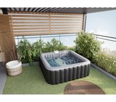 Spa hinchable cuadrado para 6 personas b-cosy - ancho 185 x prof. 185 x alt. 65 cm - 140 chorros de aire - negro y gris