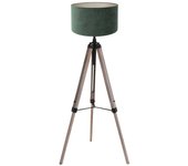 Mexlite - lámpara de pie - triek - negro - madera velours tejido - ø 75cm - e27 - 4104zw