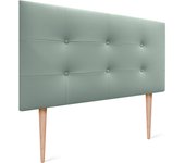 Dhome cabecero de cama acolchado capitoné 8cm de grosor. cabezal tapizado polipiel con patas cabeceros de cama (verde agua, 105cm)