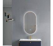 Espejo oval gold 50x90 cm enmarcado oro. iluminación led. antivaho.
