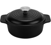 Horno holandés olla inducción hierro fundido esmaltado 20cm, cocotte 1,9l, sin ptfe ni pfoa, victoria, negro, 34894