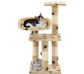 Rascador para gatos poste de sisal 65 cm huellas beige