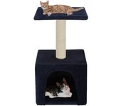Rascador para gatos con nicho, juguete de peluche de sisal, 55 cm, azul oscuro 3702122