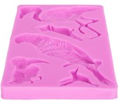 Molde portátil de silicona suave para fondant con diseño de pájaros para velas de chocolate (rosa)