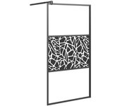 Mampara ducha vidrio esmerilado dise?o piedras negro 100x195 cm