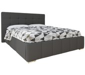 Cama florence 100, doble, gris, 140x200, cuero ecológico, somieres, 158x216x105cm