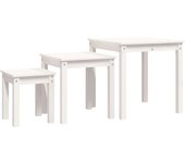 3 piezas mesas apilables | mesita auxiliar | mesa de café madera maciza de pino blanco cfw67282
