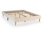 Base tapizada niebla 160x200 cm tela borreguito beige