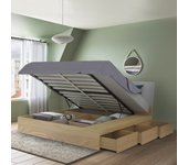 Cama matrimonial con canapé 160 x 200 cm diseño elevable steyr king