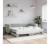 Sofá cama con cama nido gris claro 90x200 cm de terciopelo