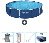 Paquete de piscina - bestway - alrededor - 396x396x84 cm + accesorios cb57