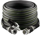 Fitt force 5/8 15 m, manguera de agua de jardín, compacta, ligera y resistente, para uso intensivo con lanza, gris con rayas verdes