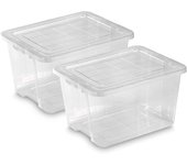 Com-fort house | caja de almacenaje | caja de plástico transparente |capacidad de 22 litros | medidas 395 x 310 x 225 mm | lote de 2 unidades