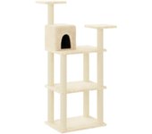 Rascador para gatos con postes de sisal color crema 118,5 cm