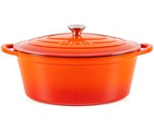 Lätt home - cocotte ovalada hierro fundido naranja 33x11cm - olla 6 litros con tapa efecto lluvia - todo tipo de cocinas - cocción uniforme