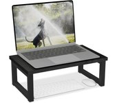 Relaxdays soporte monitor, elevador pantalla ordenador, ergonómico, escritorio, 15x40x23 cm, estilo industrial, negro
