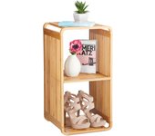 Relaxdays estantería de bambú, organizador redondeado, mueble con tres estantes, cuadrado, marrón, 64,7x33x33 cm