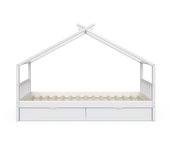 Vitalispa cama en forma de casa design, blanco, 90x200 cm con 2 cajones