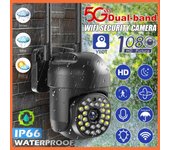 Cámara de seguridad exterior inalámbrica 5g, cámara ptz de 2 mp, bandas duales de 2,4 g/5 ghz, visión nocturna en color, alarma de sonido/luz, detecci