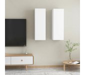 2 piezas muebles para tv | mueble de salón | mesa de tv madera contrachapada blanco 30,5x30x90 cm cfw60839