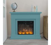Mpc camino lipari - chimenea de pie con marco y quemador eléctrico 1500w color turquesa con mando a distancia, madera mdf, fácil de colocar.