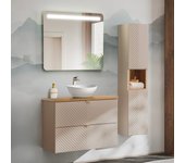 Conjunto de muebles con lavabo individual 80cm y columna manoa cachemira y madera