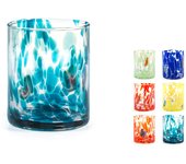 H&h set 6 bicchieri veneziano in vetro decorato multicolore cl 36