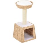 Árbol para gatos rascador con nicho para rascar, juguete de peluche en sisal, algas marinas, beige 3702283