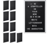 10 letter boards con marco, pizarra 145 letras, números y símbolos, plástico, 30x45, blanco