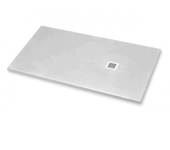 Plato de ducha 75x90 cm línea vulcanoplano gris claro ral 7035 en resina sintética y polvo de mármol con desagüe libre - frascio