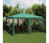 Tienda de jardín | carpa para fiestas con 8 paredes de malla hdpe verde 4x4 m cfw310778