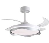 Ventilador dc olas blanca/plata, 4 aspas retráctiles, 72w led 3000|4000|6000k