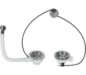 Desagüe para fregadero, 2 senos, diam.90 mm, control por cable