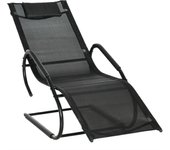 Tumbona de jardín outsunny metal galvanizado y texteline negro 160x59.5x83 cm 84b-685v01bk