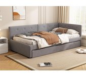 Cama individual tapizada en terciopelo 90x200cm + cama nido 90x190cm - gris