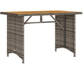 Mesa de jardín，mesa para exteriores，mesa de patio superficie de madera ratán pe gris 110x68x70 cm cfw310778