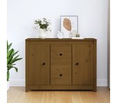 Aparador | aparador de comedor | armario de cocina de madera maciza de pino marrón miel 100x35x74 cm cfw18425