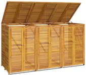 Cobertizo triple para cubo de basura madera acacia 210x89x117cm