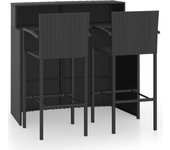 Conjunto de bar de jardín 3 piezas negro
