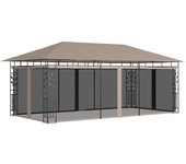Cenador de jardín con mosquitera gris taupe 6x3x2,73 m 180 g/m² cfw62294