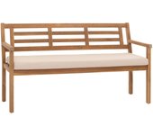 Banco de jardín hwc-n47, banco asiento de parque banco de madera, madera maciza de acacia certificada mvg ~ cojines crema-beige