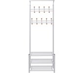Perchero de ropa con repisa para zapatos 68x32x182,5 cm blanco cfw98374
