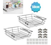 2x 50 cm cajón de cocina armario corredizo gabinete telescópico canasta corrediza cesta de cesta de cocina