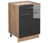 Vicco mueble bajo de cocina fame-line, antracita alto brillo, 60 cm con cajón, sin encimera