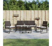 Set comedor de jardín 5 piezas，conjunto de comedor de exterior，conjunto de jardín y cojines pp aspecto ratán marrón cfw519903