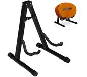 Relaxdays soporte para guitarra y bajo, acústica & eléctrica, plegable, antiarañazos, 37x29x30 cm, 1 ud., negro