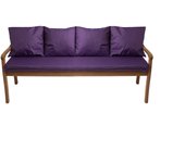 Cojín de banco de jardín de 3 plazas 180x60/4x50x56cm, cojín de exterior, cojines de columpio púrpura, cojín de asiento, cojín de respaldo